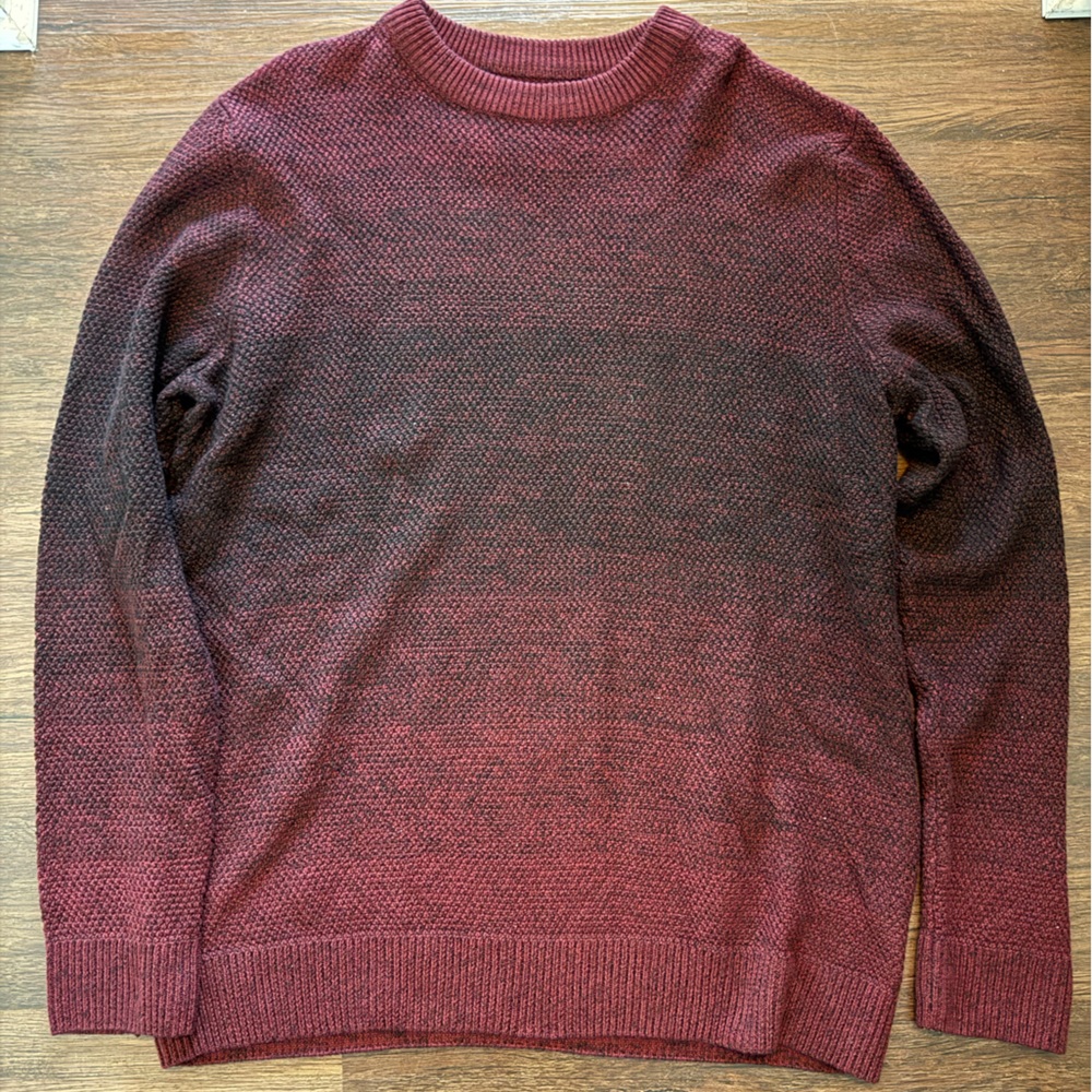 NWT Jack & Jones Knit Crewneck Cotton Sweater Men's Maroon & Black Size XXL